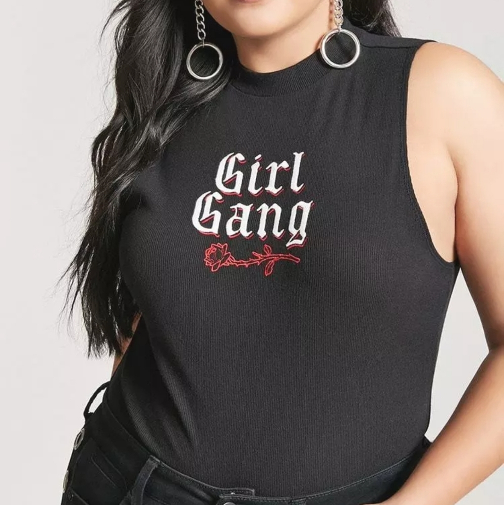 FOREVER 21 Black Girl Gang Graphic Bodysuit
